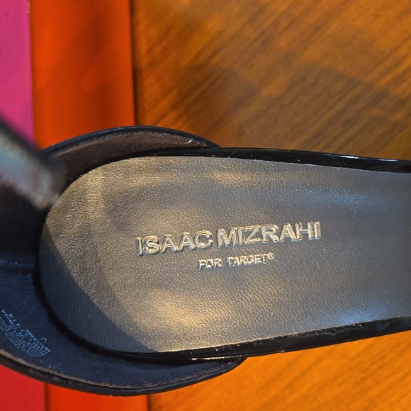 Isaac Mizrahi for Target black leather shoes. 3 inch high heels. Ankle strap. - Picture 2 of 5